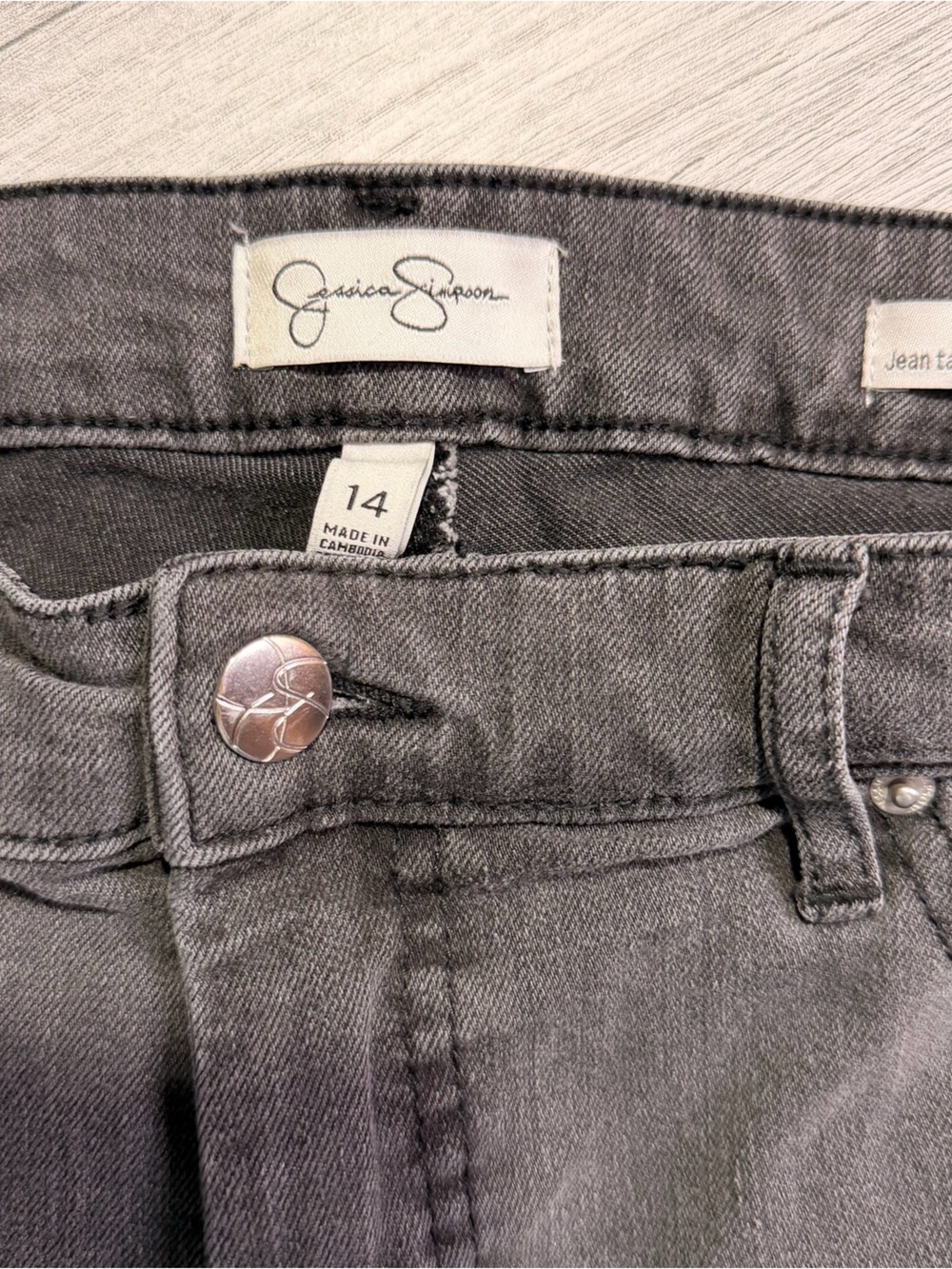 High rise Jessica Simpson Jeans - gray/black size 14 - Picture 4 of 6